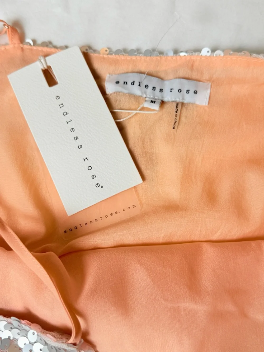 Endless Rose Silver to Peach Ombre Sequin Cowl Camisole - Picture 2 of 10